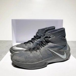 Nike Zoom Clear Out Black High-Top Sneakers with Silver Swoosh Mens Size 8M